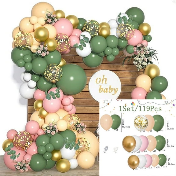 SKTMH 149pcs Sage Green Pink Balloon Garland Arch Kit Sage Green Pink Nude White Balloons Green Balloon for Girl Baby Shower Bridal Shower Wedding Birthday Jungle Safari Woodland Party Decorations