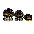 thumbnail image 1 of SKTMH 60Pcs New Year Tableware New Year Party Decorations New Year Plates Napkins 2026 New Year Decorations New Year Disposable Dinnerware Black Gold 2026  for Winter 2026 New Year Eve Party Supplies, 1 of 4