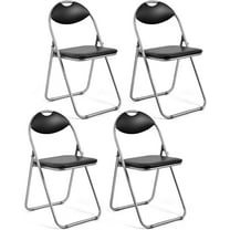 SKTPI 4-Pack Folding Chairs Set - Waiting Room Chairs with Padded Seats and Carrying Handle for Desks Home Office Steel Guest Reception Party Poker Stackable Conference Chairs Pack of 4