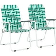 thumbnail image 1 of SKTPI Patio Lawn Webbed Folding Chairs, Outdoor Beach Portable Lawn Chair Camping Chair Beach Chair for Yard, Garden Dining,Green,Classic 2PCS, 1 of 14