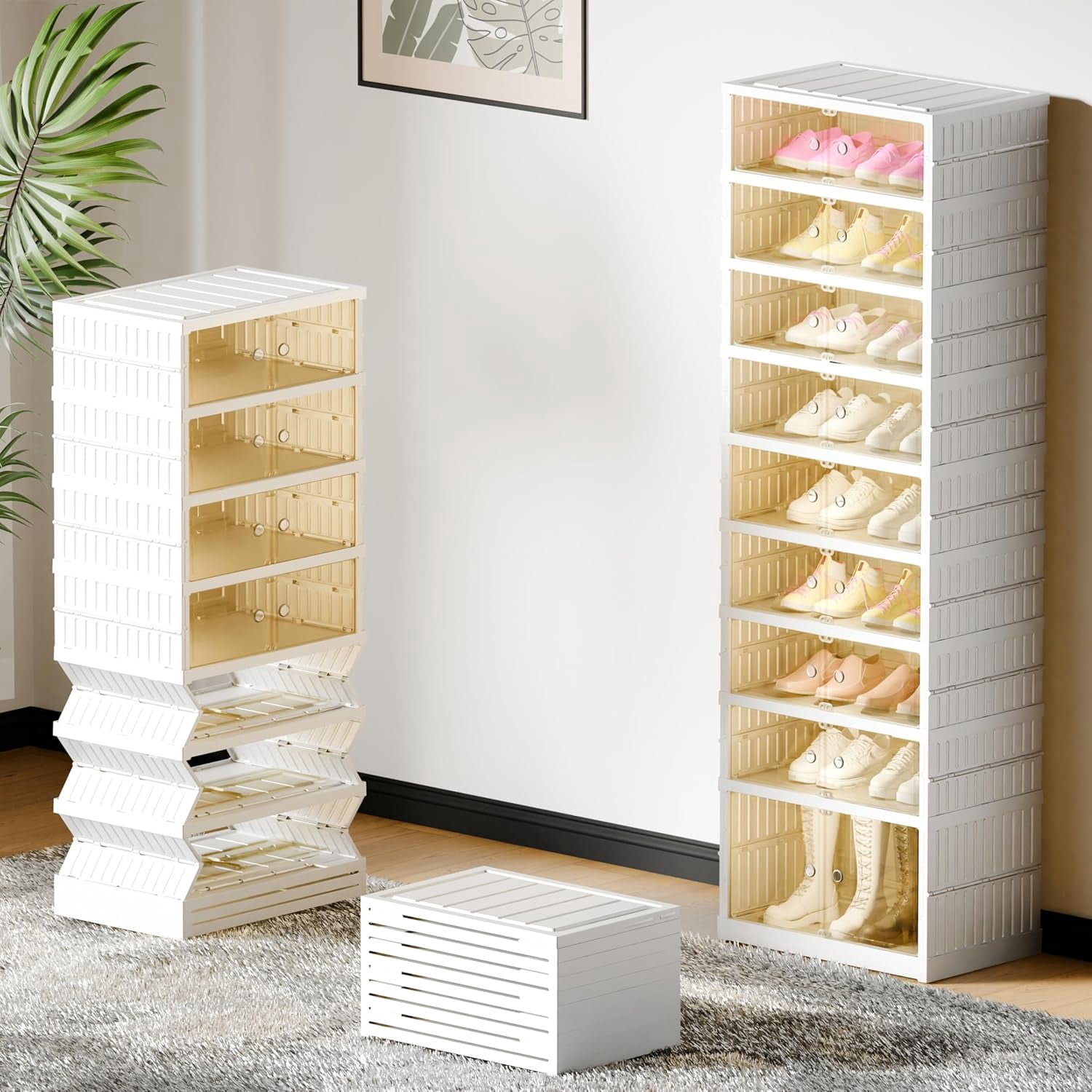 SKTPI Shoe Rack Organizer Storage Box 9 Tiers-18 Pairs, Tall Portable ...