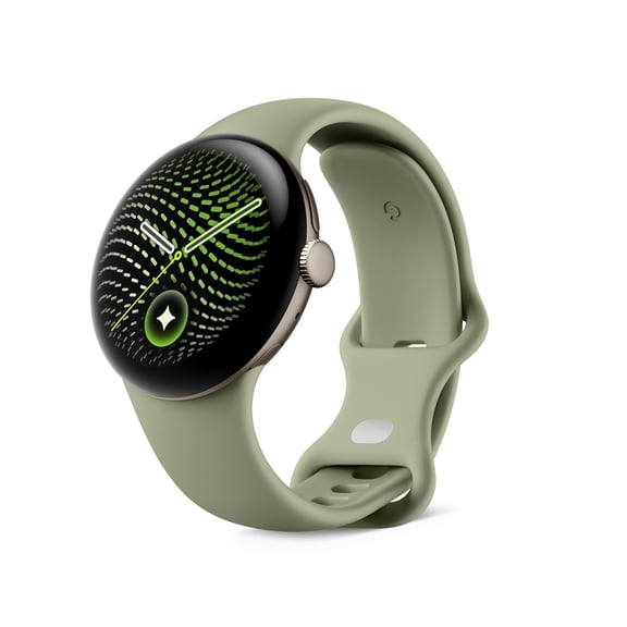 Google Pixel Watch 5 (41mm) Wi-Fi - Android Smartwatch with Domed Display, Comprehensive Health and Fitness Tracking, and Help from Gemini - Satin Pyrite Aluminum Case / Olive Active Band (2nd gen)
