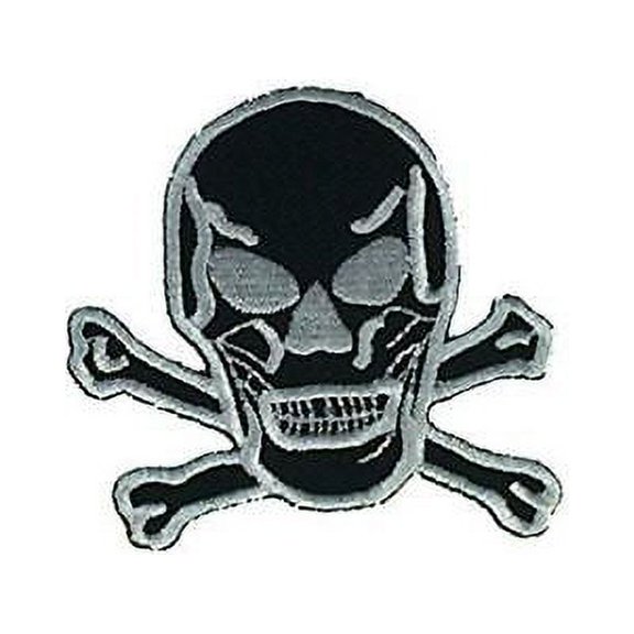 SKULL AND CROSSBONES PATCH JOLLY ROGER TOXIC POISION DANGER BIKER MOTORCYCLE