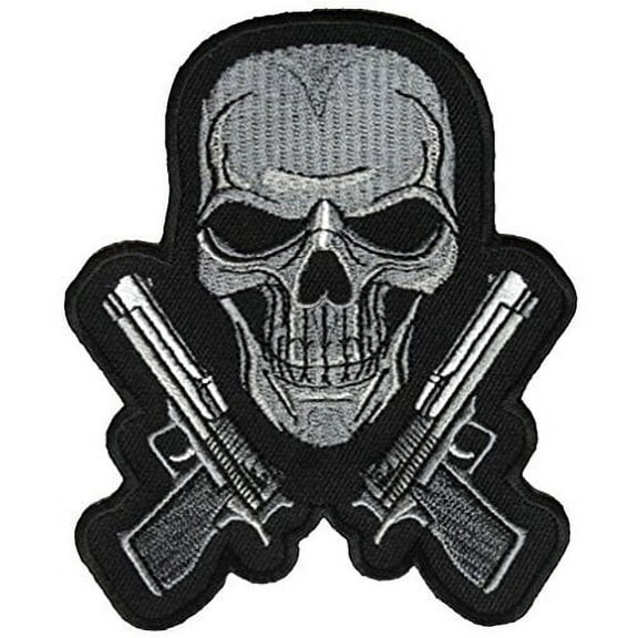 SKULL CROSSED PISTOLS PATCH - Color - Veteran Owned Business.
