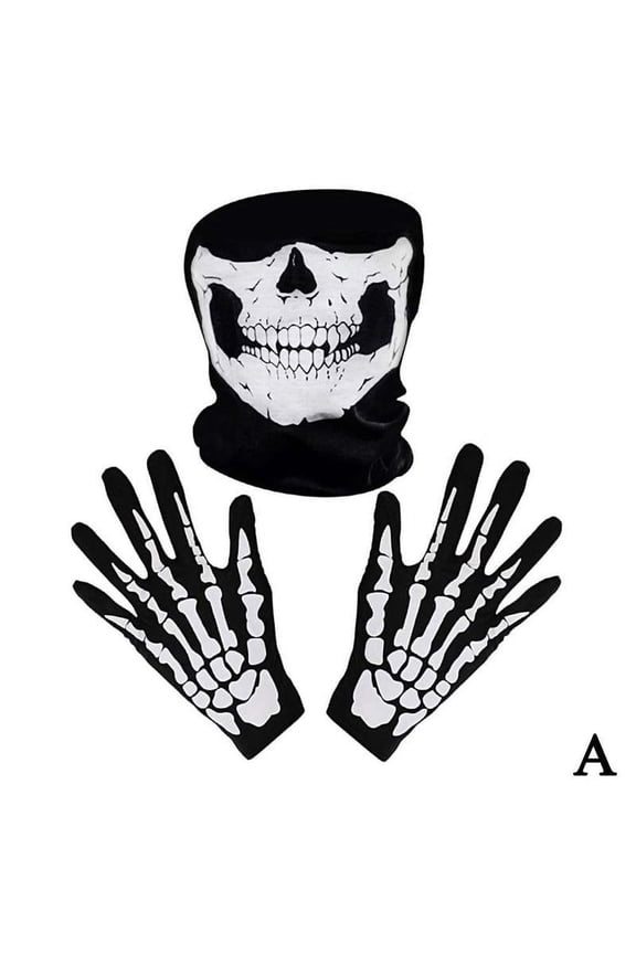 SKULL FACE MASK GLOVES SET BIKER FISHING CYCLING X3C3 S39C SKI SKELETON