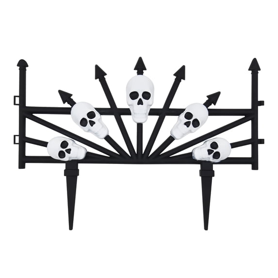 Plastic Skull Fence Yard Stake, Black and White, Halloween by Way To Celebrate