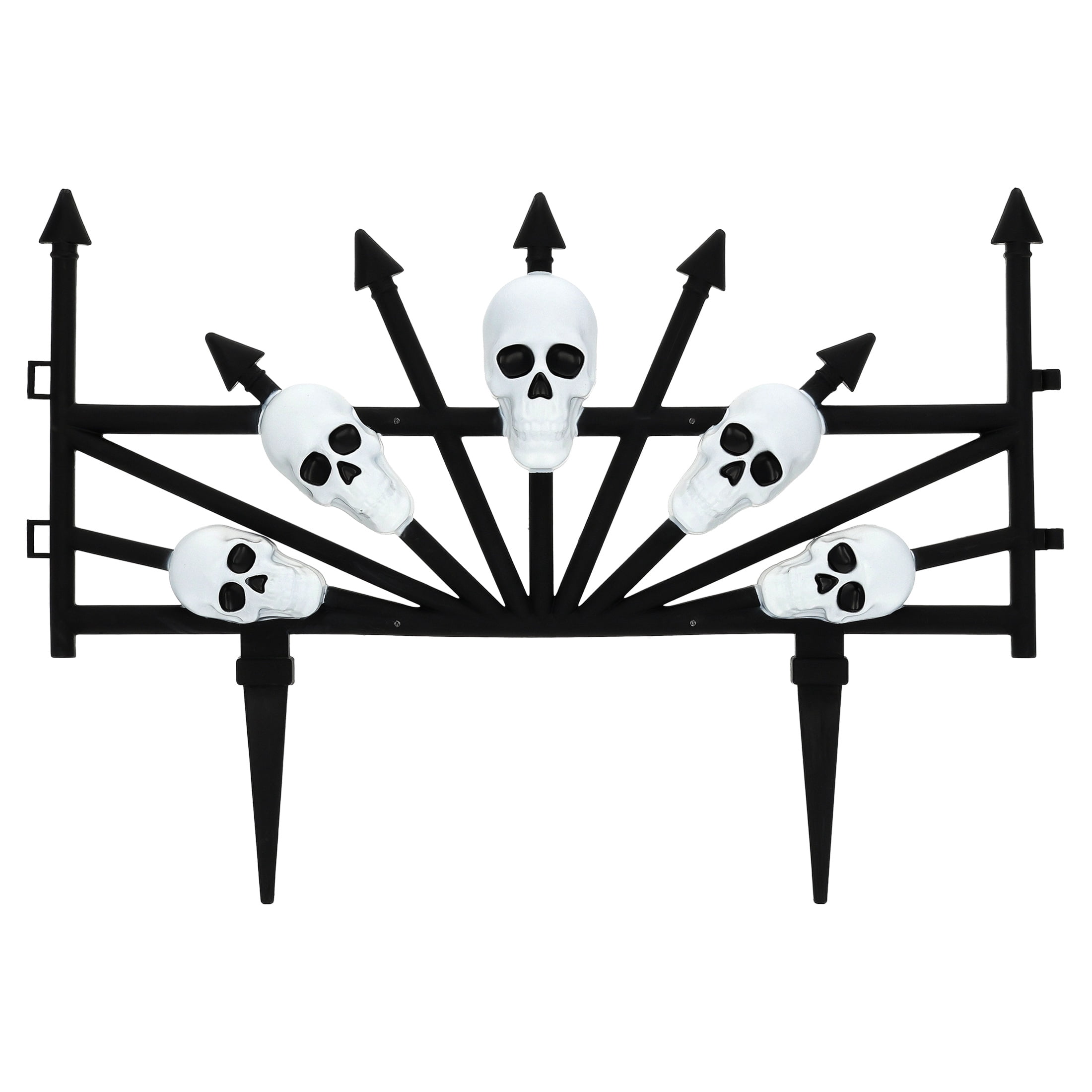 Plastic Skull Fence Yard Stake, Black and White, Halloween by Way To Celebrate