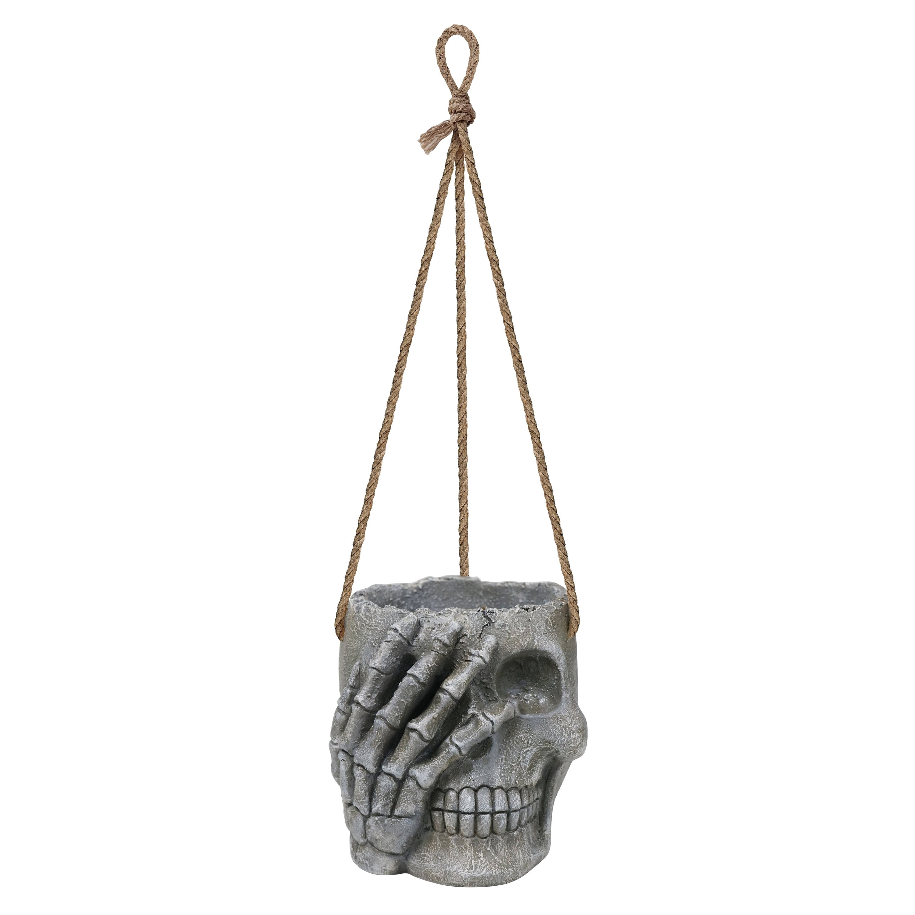 Blow Mold Skull Hanging Holder, Gray, Halloween by Way To Celebrate