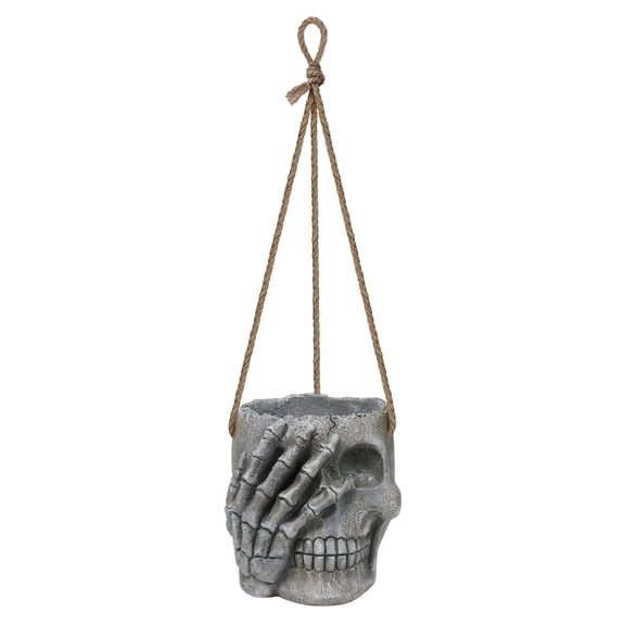 Blow Mold Skull Hanging Holder, Gray, Halloween by Way To Celebrate