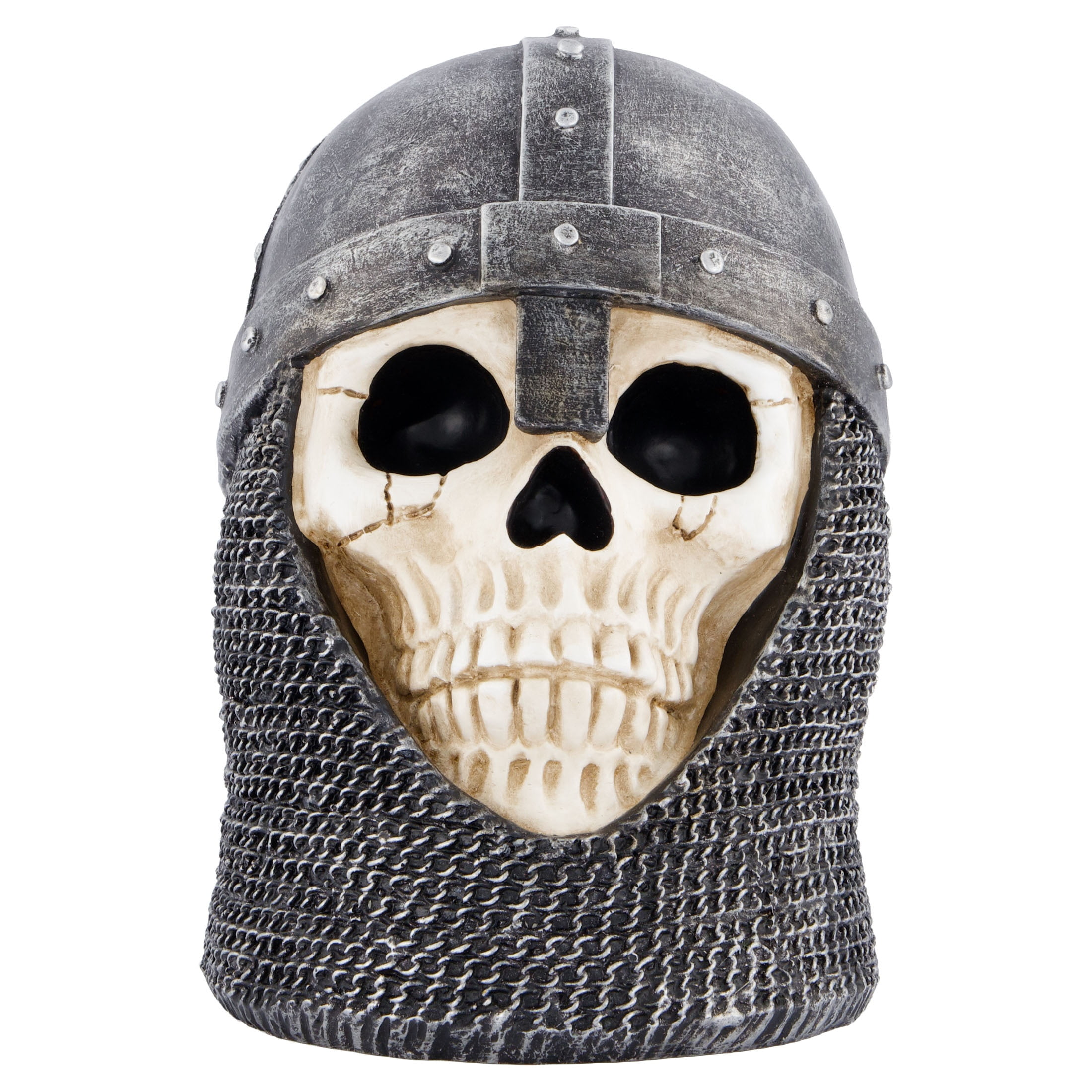 Skull with Knight Helmet Decoration, Gray and White, 7.7", Halloween by Way To Celebrate