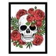 thumbnail image 1 of SKULL WITH ROSES LINE ART Framed Print, 1 of 1