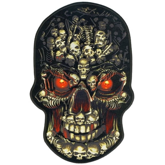 SKULLS MAKE SKULL PATCH - Thread Rayon Iron-On Heat Sealed Backing Sew-On PATCH - 7" x 10.5"