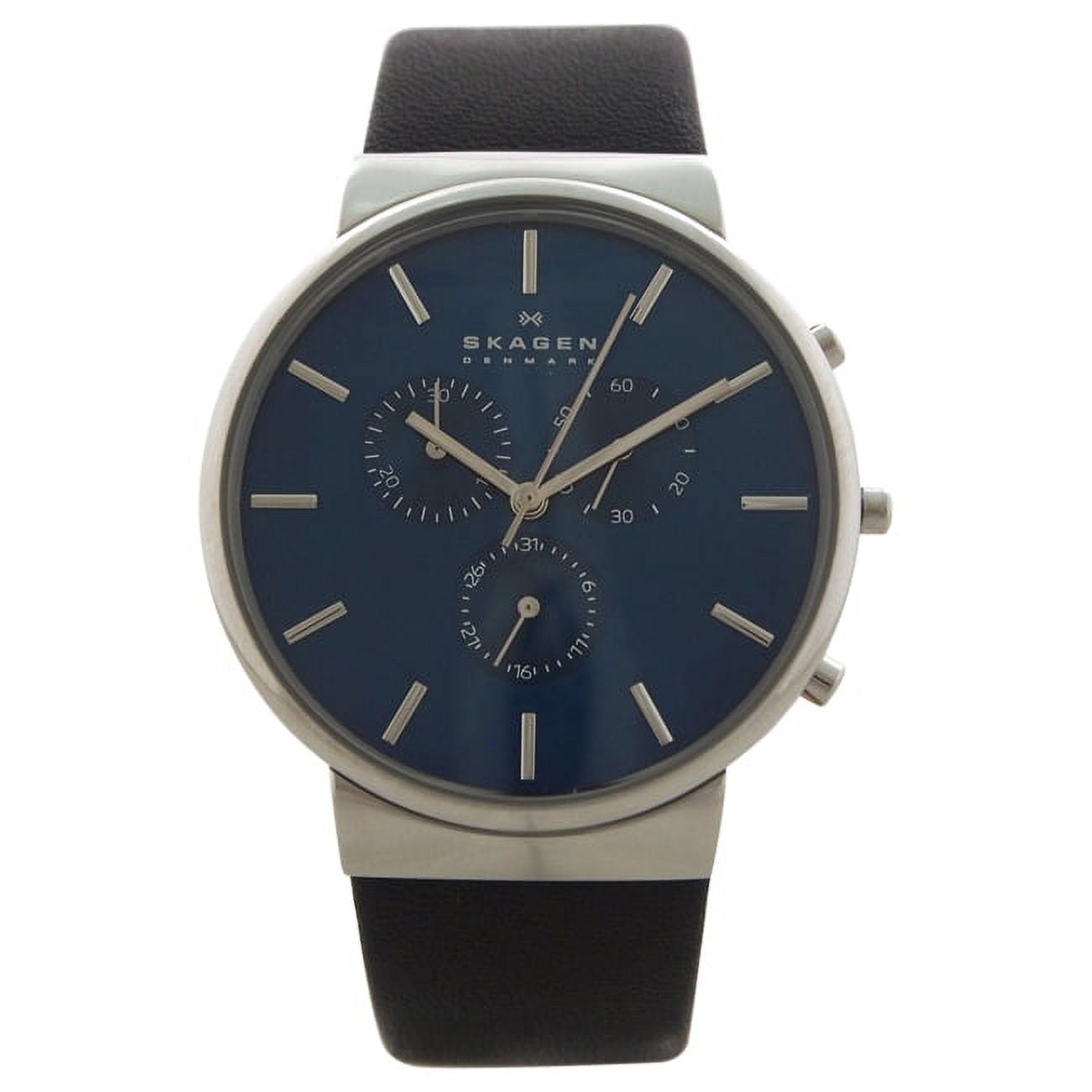 Black SKW6105 1 Strap Chronograph Skagen Watch for Watch - Ancher Pc Leather by Men