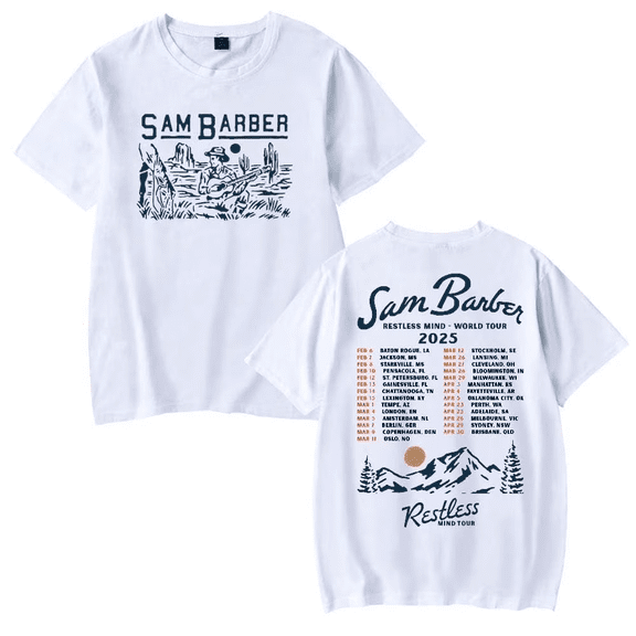 SKXILTKU Sam Barber Restless Mind World Tour 2025 T-Shirts for Women Men Short Sleeves Streetwear T-Shirt Fans Tops Tees Round Neck