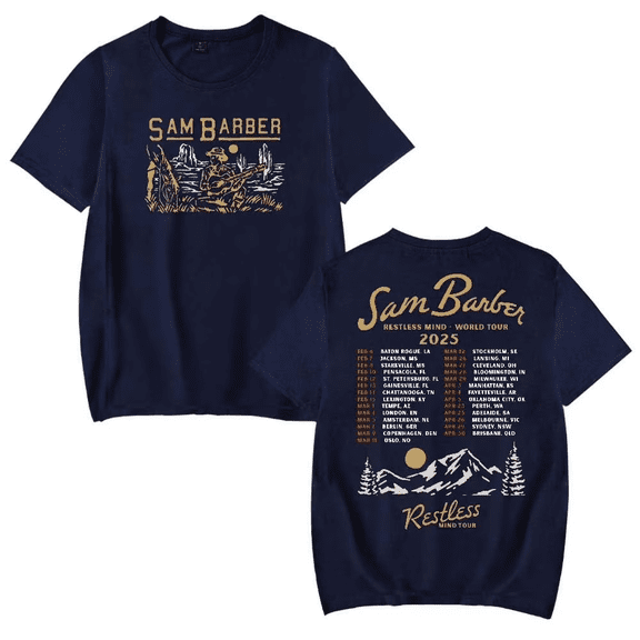 SKXILTKU Sam Barber Restless Mind World Tour 2025 T-Shirts for Women Men Short Sleeves Streetwear T-Shirt Fans Tops Tees Round Neck