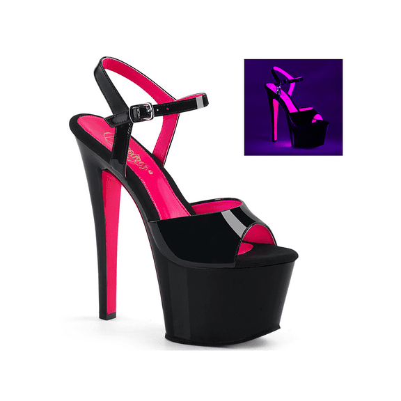 SKY-309TT, 7" Heel 2 3/4" Platform Two Tone Ankle Strap Sandal