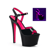SKY-309TT, 7" Heel 2 3/4" Platform Two Tone Ankle Strap Sandal