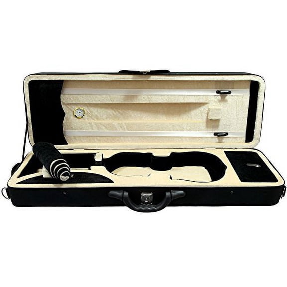 SKY 4/4 Full Size Professional Oblong Shape Lighweight Violin Case with Hygrometer Black/Champagne