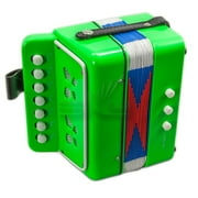 SKY Accordion Bright Green Color 7 Button 2 Bass Kid Music Instrument Easy to Play