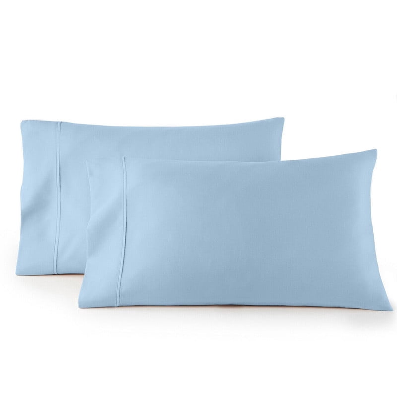 SKY BEDDINGS King Size Pillowcase Set of 2 - Light Blue Super Soft Pillow Cases King, 600 Thread Count 100% Egyptian Cotton, Breathable, Cool, Sateen Weave Sleeping Pillow Covers - Light Blue
