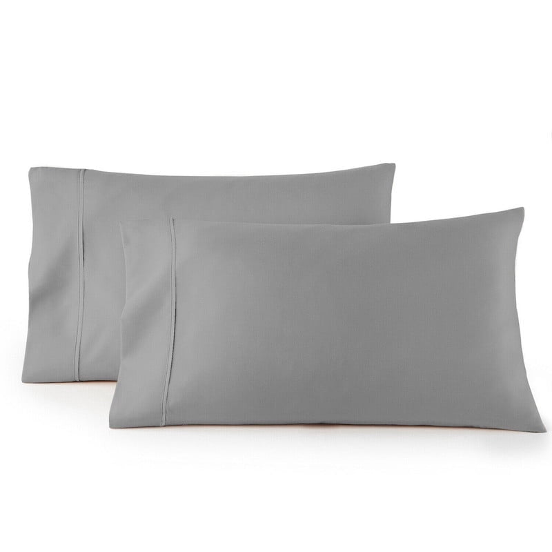SKY BEDDINGS King Size Pillowcase Set of 2 - Light Grey Super Soft Pillow Cases King, 600 Thread Count 100% Egyptian Cotton, Breathable, Cool, Sateen Weave Sleeping Pillow Covers - Light Grey