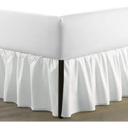 SKY BEDDINGS King Size Ruffled Bed Skirt with Split Corners - King 24 Inch Drop Dust Ruffle Bed Skirt with Platform Three Sided Coverage - 100% Microfiber Bed Skirt, White