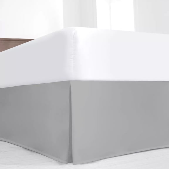 SKY BEDDINGS Luxury Pleated King Bed Skirt with Split Corners - 18 Inch Tailored Drop - Pleated Dust Ruffle - Wrinkle-Free 100% Microfiber - Easy Fit, Soft & Durable - Light Grey