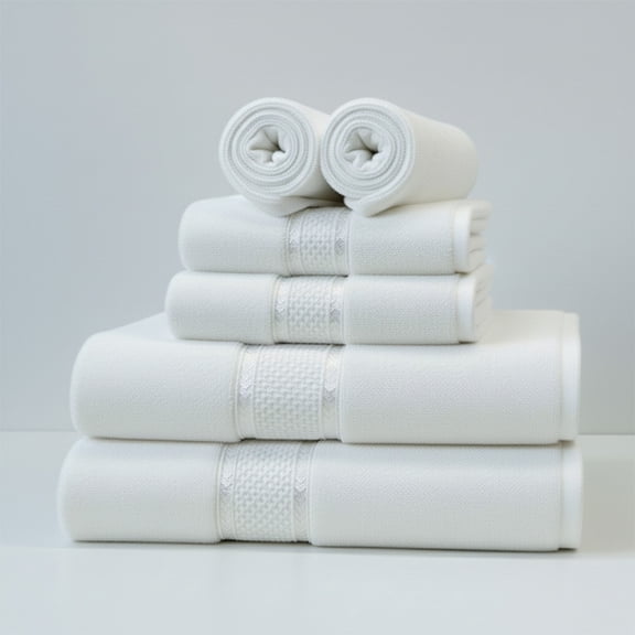 SKY BEDDINGS Premium 6-Piece Towel Set - 600 GSM 100% Cotton, Soft & Highly Absorbent Towels for Bathroom, Hotel & Spa - Includes 2 Bath Towels, 2 Hand Towels, and 2 Washcloths - White