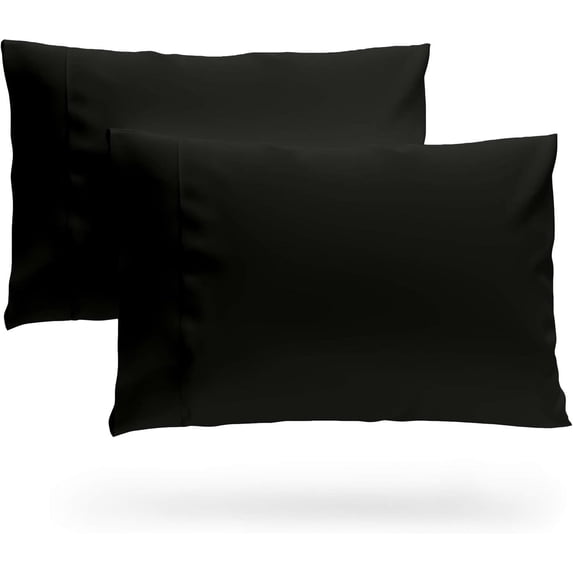 SKY BEDDINGS Queen Pillowcase Set of 2 - Soft Brushed Microfiber Pillow Cases with Envelope Clouser - Wrinkle-Free, Fade-Resistant Pillow Covers - 20 x 30 Inches, Black