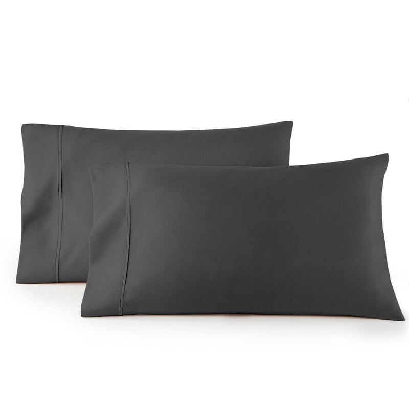 SKY BEDDINGS Standard Size Pillowcase Set of 2 - Dark Grey Super Soft Pillow Cases Queen, 600 Thread Count 100% Egyptian Cotton, Breathable, Cool, Sateen Weave Sleeping Pillow Covers - Dark Grey
