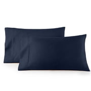 SKY BEDDINGS Standard Size Pillowcase Set of 2 - Navy Blue Super Soft Pillow Cases Queen, 600 Thread Count 100% Egyptian Cotton, Breathable, Cool, Sateen Weave Sleeping Pillow Covers - Navy Blue