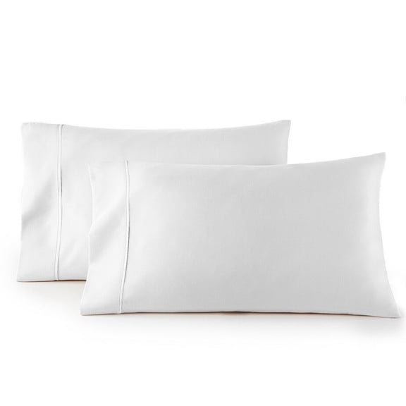 SKY BEDDINGS Standard Size Pillowcase Set of 2 - White Super Soft Pillow Cases Queen, 600 Thread Count 100% Egyptian Cotton, Breathable, Cool, Sateen Weave Sleeping Pillow Covers - White