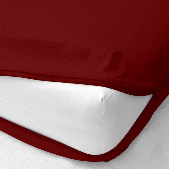 SKY BEDDINGS Zipper Fitted Sheet - Twin Size, 8 Inch Deep Pocket, Hotel Quality Brushed Microfiber Bottom Sheet, Soft Wrinkle-Free, Shrinkage and Fade Resistant, 1 Fitted Sheet Only (Burgundy)