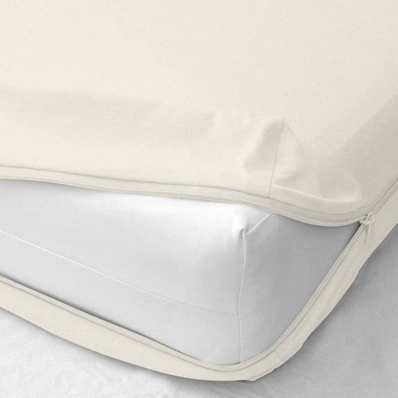 SKY BEDDINGS Zipper Fitted Sheet - Twin XL Size, 8 Inch Deep Pocket, Hotel Quality Brushed Microfiber Bottom Sheet, Soft Wrinkle-Free, Shrinkage and Fade Resistant, 1 Fitted Sheet Only (Ivory)