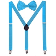 SKY BLUE ADULT Size Bow Tie and Suspenders Combo Boxed Gift Set USA Seller! Party Wedding Prom