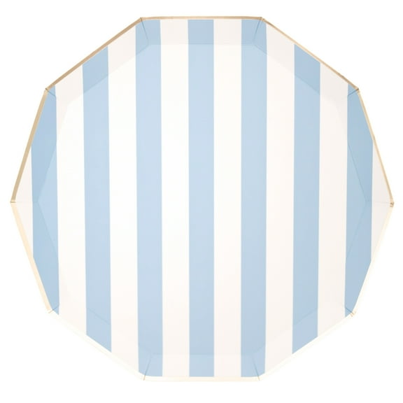 Sky Blue Signature Cabana Stripe Plates - 8ct