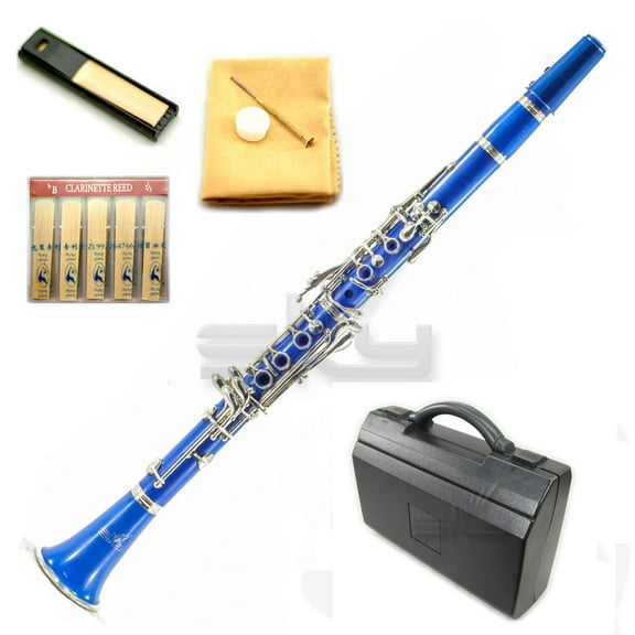 SKY Blue ABS Bb Clarinet with Case, Mouthpiece, 11 Reeds, Care kit and more