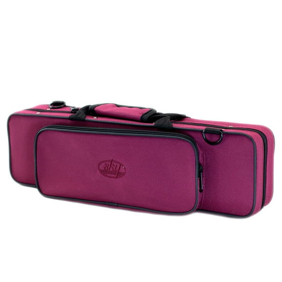 SKY "C" Foot 16 Hole Flute Case with Shoulder Strap (Burgundy)