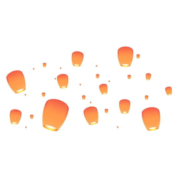 SKY LANTERNS - Vinyl Adhesive Paper Sky Lanterns Home Living Room Decoration Mini Hot Air Balloons Design Removable Wall Decal - Kids Bedroom Art Chinese Lanterns Wall Décor Sticker 10" x 5"