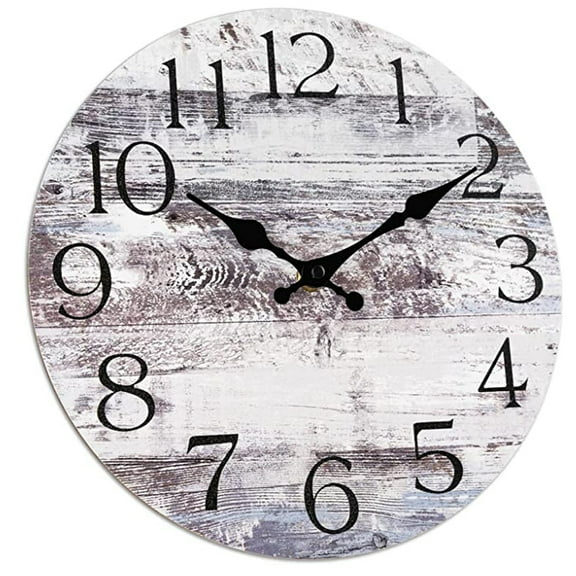 SKYCARPER 10" Quartz Rustic Wooden Indoor Wall Clock, Silent Mechanism