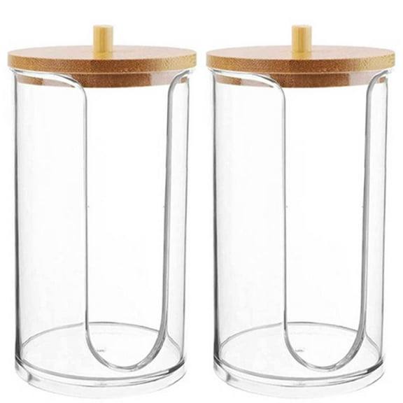 SKYCARPER Acrylic Bathroom Cup Dispenser with Dust-proof Bamboo Lid, 2 Count