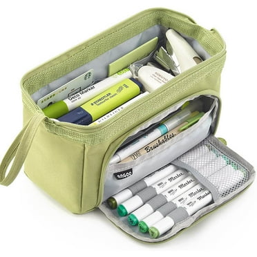 SKYCARPER Big Capacity Canvas Cloth Marker Pen Case, Green