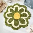 thumbnail image 1 of SKYCARPER Floral Green Plush Absorbent Bath Rug, 1 of 6