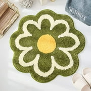 SKYCARPER Floral Green Plush Absorbent Bath Rug