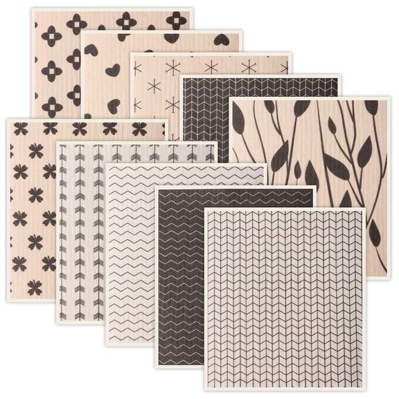 10 Pcs Swedish Dishcloths Reusable Kitchen Dish Towels Absorbent Dishcloths Washable Cellulose Sponge Cloths Quick Drying Cleaning Cloths Soft Kitchen Dish Cloth, 7.7 x 6.7in