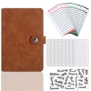 SKYDUE Budget Binder，6-Ring Loose Leaf Notebook with Zipper Envelopes for Budgeting，A7 PU Leather Binder Organizer with Extra Gum