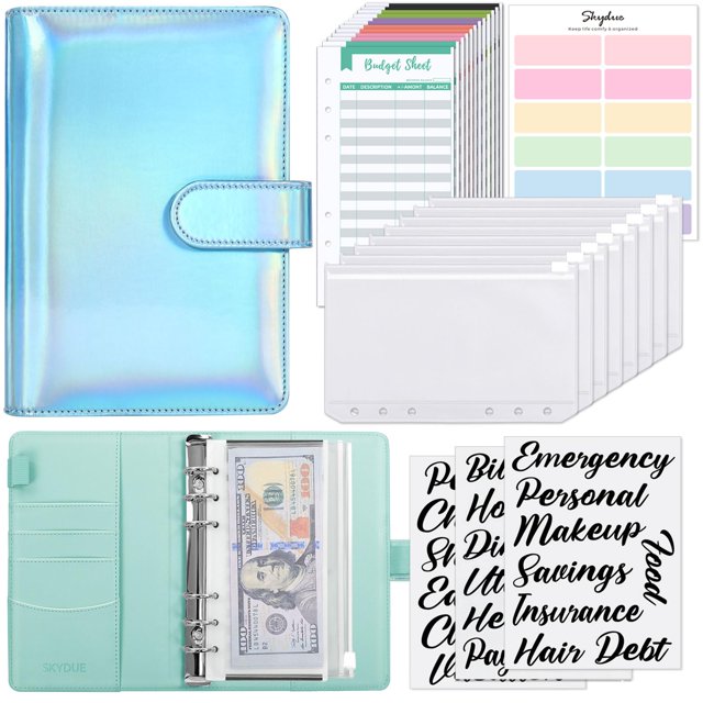 SKYDUE Budget Binder, Money Saving Binder with Zipper Envelopes, Cash