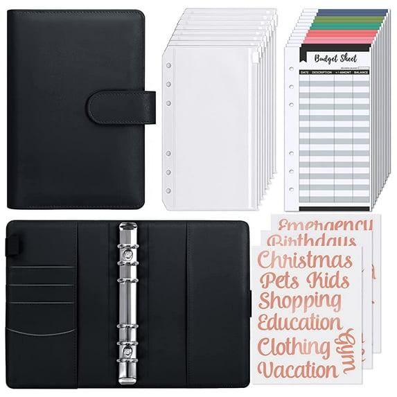 SKYDUE 11" x 6" x 2" 6 Ring Budget Binder,Black