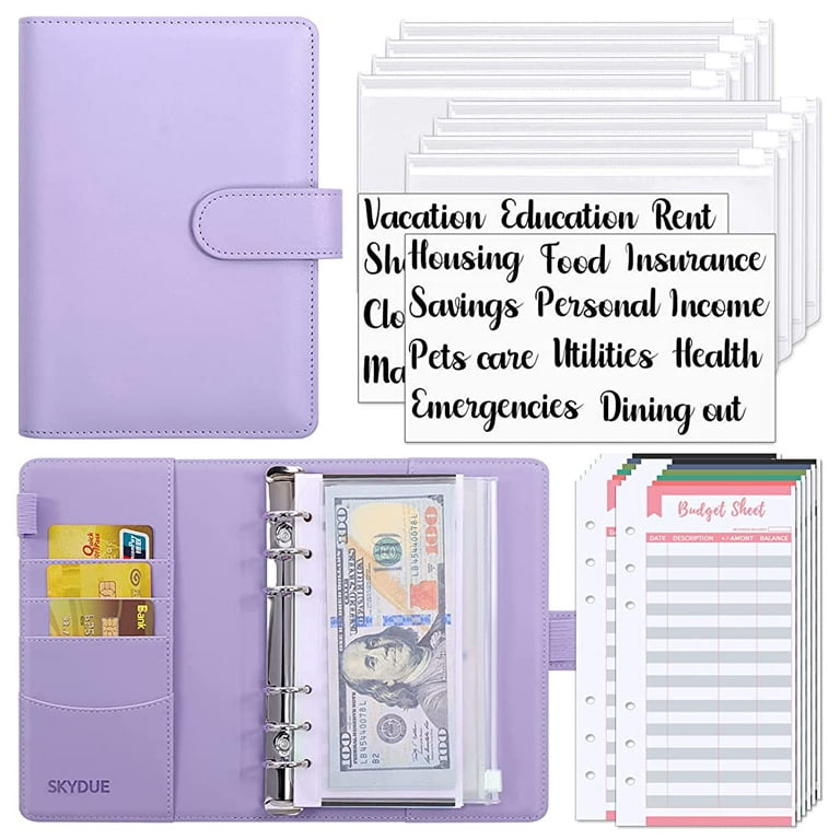 SKYDUE Budget Binder with Stickers & Zipper Envelopes for Budgeting,  Organizing and Planning - 12pcs Expense Budget Sheets - 8pcs Cash  Envelopes, Purple 