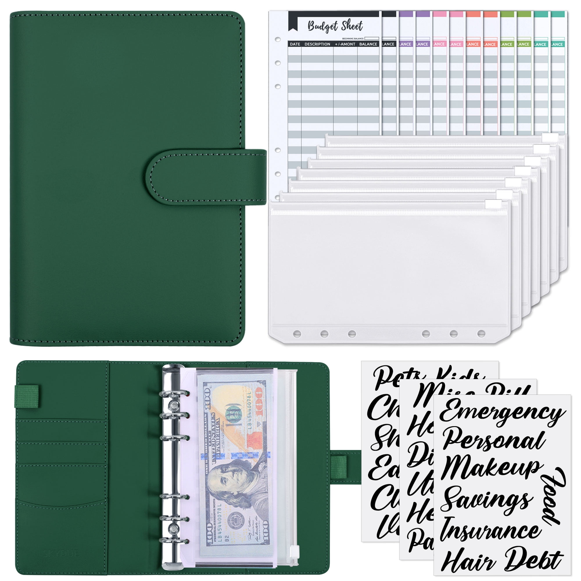  SOUL MAMA Budget Binder with Zipper Envelopes - Black Money  Organizer for Cash, A6 Binder Cash Envelopes for Budgeting, Money Saving  Binder with Rose Gold Pre-Printed Stickers : Office Products